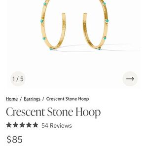 Julie Vos Gold Crescent Hoop Earrings with Turquoise Stones